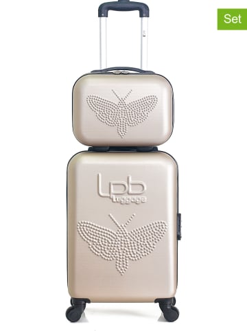 Les P´tites Bombes 2-delige set: hardcase-trolley en beautycase "Francette-H" beige