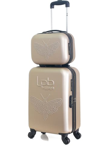 Les P´tites Bombes 2-delige set: hardcase-trolley en beautycase "Francette-H" beige