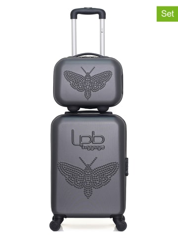 Les P´tites Bombes 2tlg. Set: Hardcase-Trolley und Beautycase "Francette-H" in Grau