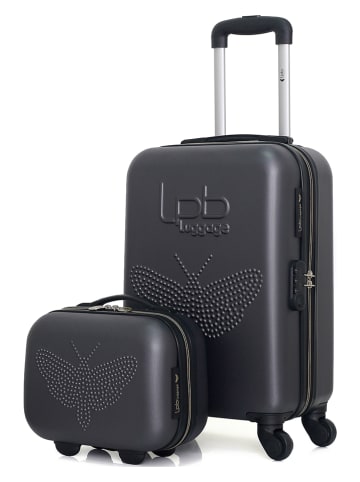 Les P´tites Bombes 2tlg. Set: Hardcase-Trolley und Beautycase "Francette-H" in Grau