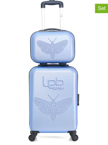 Les P´tites Bombes 2tlg. Set: Hardcase-Trolley und Beautycase "Francette-H" in Blau