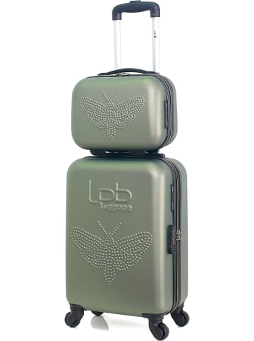 Les P´tites Bombes 2tlg. Set: Hardcase-Trolley und Beautycase "Francette-H" in Khaki