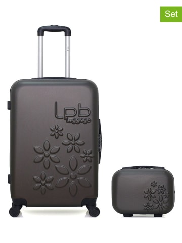 Les P´tites Bombes 2tlg. Set: Hardcase-Trolley und Beautycase "Eleonor" in Anthrazit
