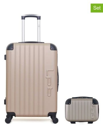 Les P´tites Bombes 2tlg. Set: Hardcase-Trolley und Beautycase "Hambourg" in Beige