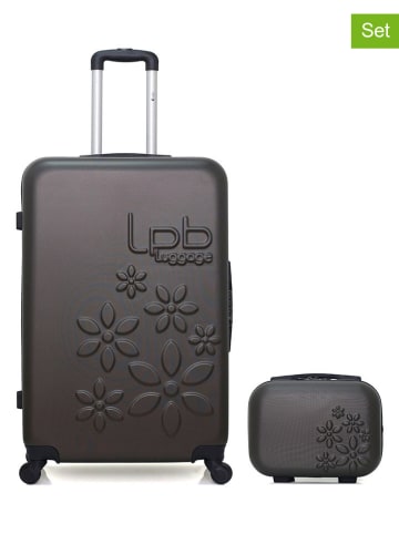 Les P´tites Bombes 2-delige set: hardcase-trolley en beautycase "Eleonor" antraciet