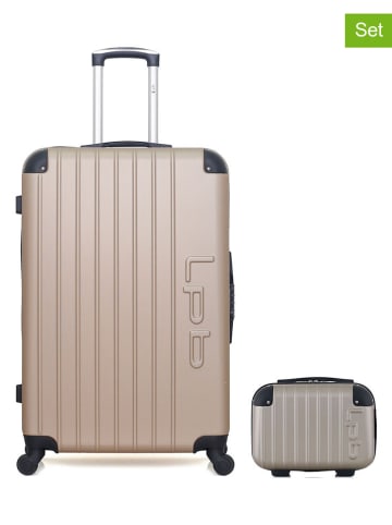 Les P´tites Bombes 2-delige set: hardcase-trolley en beautycase "Hambourg" beige