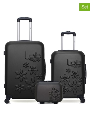 Les P´tites Bombes 3tlg. Set: Hardcase-Trolleys und Beautycase "Eleonor" in Schwarz