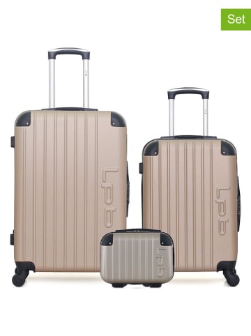 Les P´tites Bombes 3tlg. Set: Hardcase-Trolleys und Beautycase "Hambourg" in Beige