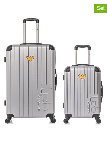 Les P´tites Bombes 2-delige hardcase-trolleyset zilverkleurig