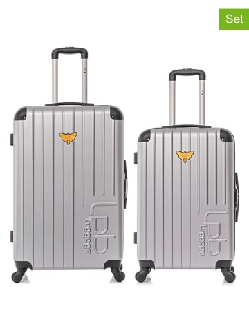 Les P´tites Bombes 2-delige hardcase-trolleyset zilverkleurig