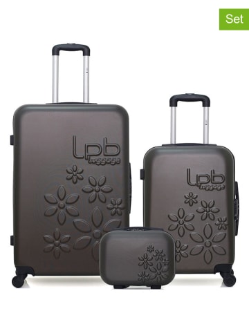 Les P´tites Bombes 3tlg. Set: Hardcase-Trolleys und Beautycase "Eleonor" in Anthrazit