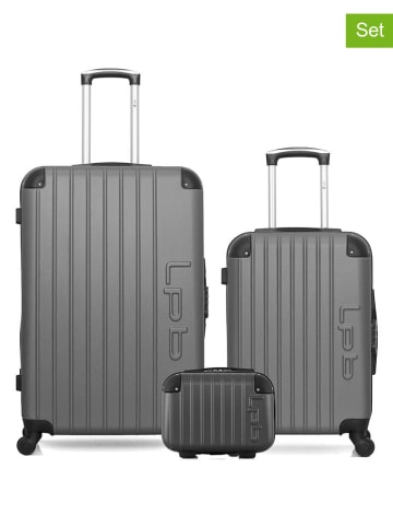 Les P´tites Bombes 3-delige set: hardcase-trolleys en beautycase "Hmabourg" antraciet