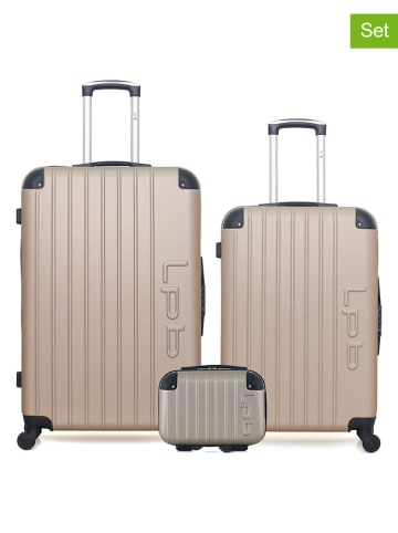 Les P´tites Bombes 3tlg. Set: Hardcase-Trolleys und Beautycase "Hambourg" in Beige