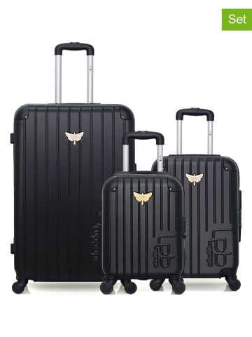 Les P´tites Bombes 3-delige hardcase-trolleyset zwart