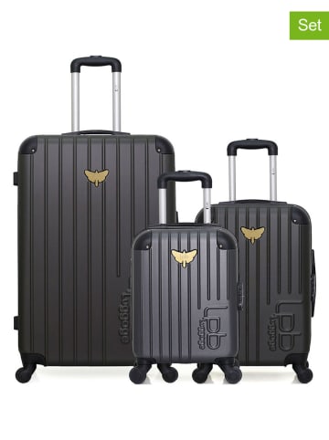 Les P´tites Bombes 3-delige hardcase-trolleyset antraciet