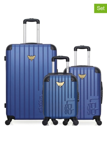 Les P´tites Bombes 3-delige hardcase-trolleyset blauw