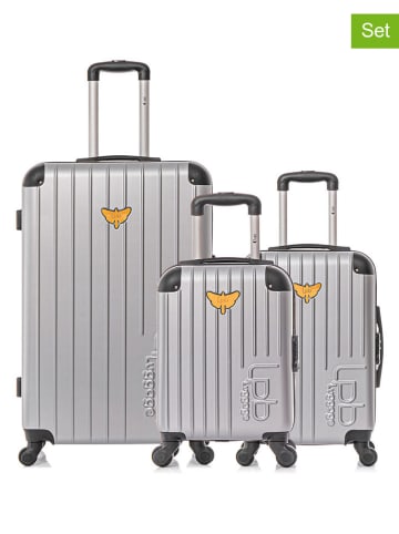 Les P´tites Bombes 3-delige hardcase-trolleyset zilverkleurig