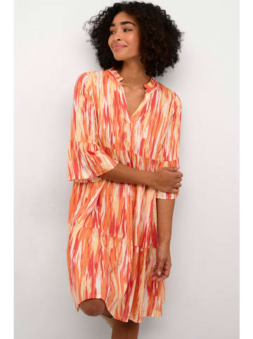 Kaffe Kleid in Orange/ Rot/ Weiß