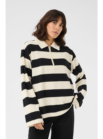 Kaffe Poloshirt crème/zwart