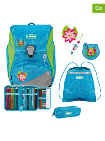 Scout 5tlg. Schulranzen-Set "Alpha Set" in Hellblau - (B)30 x (H)40 x (T)25 cm