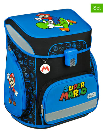 SCOOLI 5tlg. Schulranzen-Set "EasyFit Super Mario" in Blau