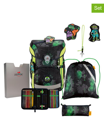 DerDieDas 6tlg. Schulranzen-Set "ErgoFlex Easy Set" in Schwarz - (B)28 x (H)39 x (T)24 cm