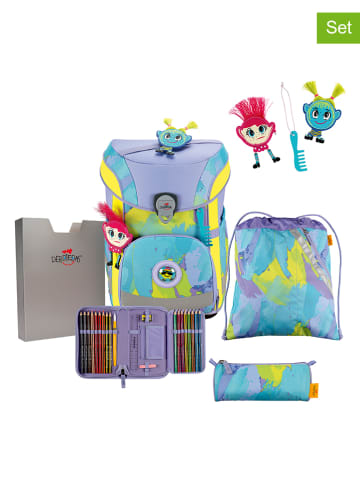 DerDieDas 6tlg. Schulranzen-Set "Hair" in Lila/Gelb