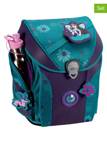 DerDieDas 6tlg. Schulranzen-Set "ErgoFlex Easy - Fair Flower" in Türkis