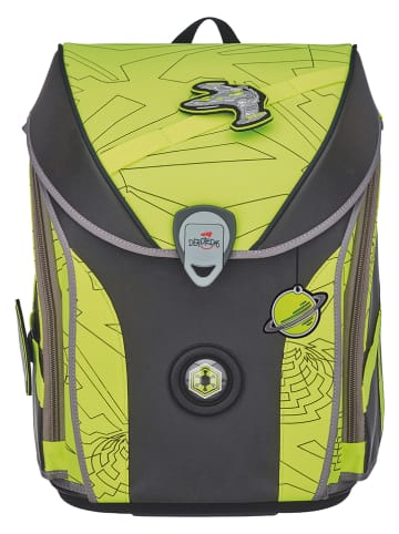 DerDieDas 6-częściowy zestaw szkolny "Neon Fighter" w kolorze antracytowo-jasnozielonym