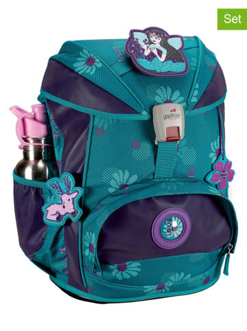 DerDieDas 6tlg. Schulranzen-Set "ErgoFlex - Fair Flower" in Türkis