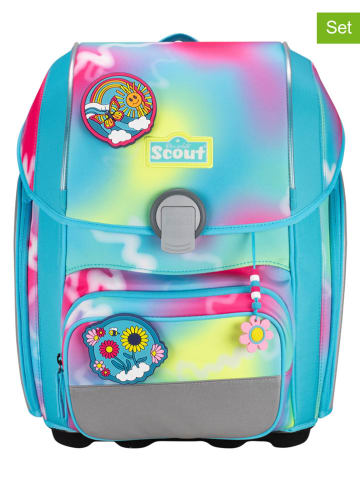 Scout 5tlg. Schulranzen-Set "Genius Set Safety Light - Happy Rainbow" in Bunt