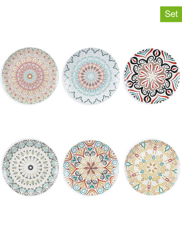 Villa d´Este 6-delige set: fruitborden "Sharm" lichtblauw/geel - Ø 22 cm