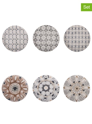 Villa d´Este 6er-Set: Frühstücksteller "Bohemian" in Grau/ Braun - Ø 19 cm
