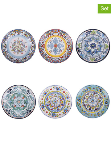 Villa d´Este 6er-Set: Obstteller "Andalusia" in Hellblau/ Gelb - Ø 21,5 cm