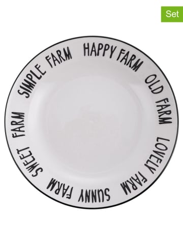 Villa d´Este Talerze głębokie (6 szt.) "Farm" w kolorze czarno-białym - Ø 20 cm