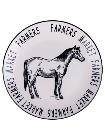 Villa d´Este Talerze obiadowe (6 szt.) "Farm" w kolorze czarno-białym - Ø 27 cm