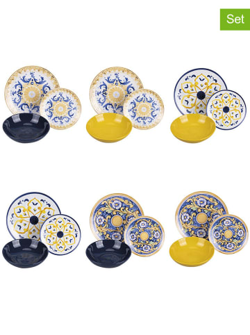 Villa d´Este 18-delig tafelservies "Sicilia" donkerblauw/geel