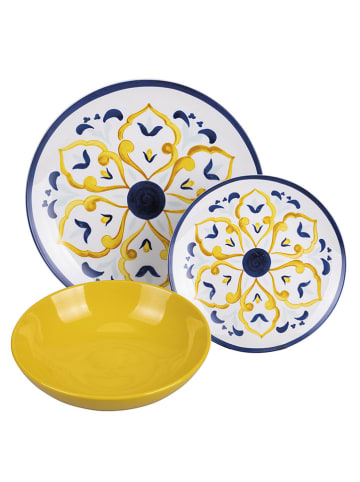 Villa d´Este 18-delig tafelservies "Sicilia" donkerblauw/geel