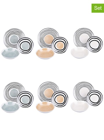 Villa d´Este 18-delig tafelservies "Two Colors" wit/zwart/beige