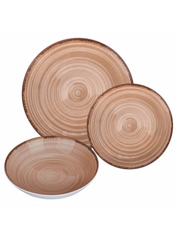 Villa d´Este 18-delige serviesset "Baita" beige/bruin/lichtbruin