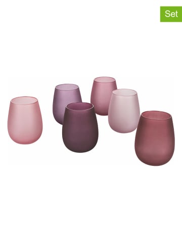 Villa d´Este 6er-Set: Gläser "Happy hour" in Lila/ Rosa - 500 ml