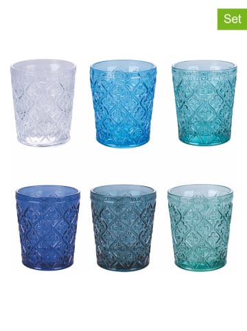 Villa d´Este 6er-Set: Gläser "Ocean" in Transparent/ Blau/ Hellblau - 230 ml