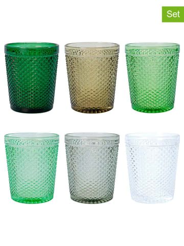 Villa d´Este 6-delige set: glazen "Honey" groen/transparant - 300 ml