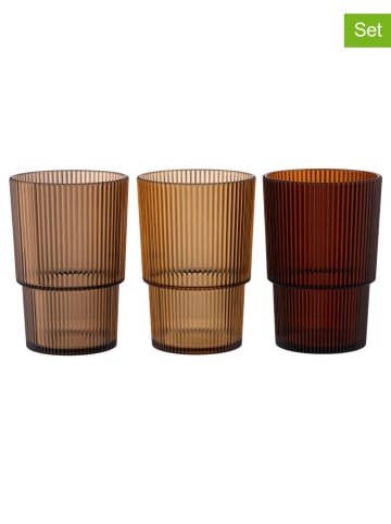 Villa d´Este 12-delige set: glazen "Unico" bruin/lichtbruin/beige - 420 ml