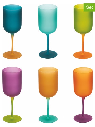 Villa d´Este 6-delige set: wijnglazen "Shock" meerkleurig - 450 ml