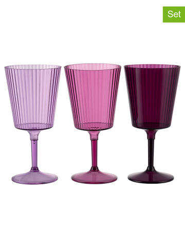 Villa d´Este 12-delige set: drinkbekers "Unico" roze/lichtroze/paars - 400 ml