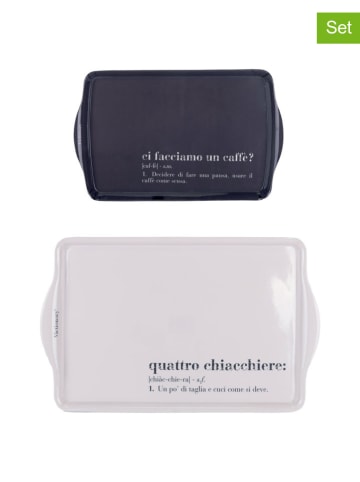 Villa d´Este 2-delige set: dienbladen "Victionary" zwart/wit