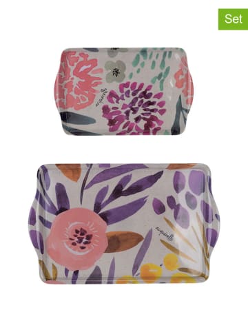 Villa d´Este 2er-Set: Serviertabletts "Acquerello" in Lila/ Rosa