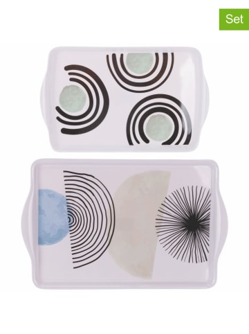 Villa d´Este 2er-Set: Tabletts "Venice Lido" in Blau/ Schwarz/ Weiß