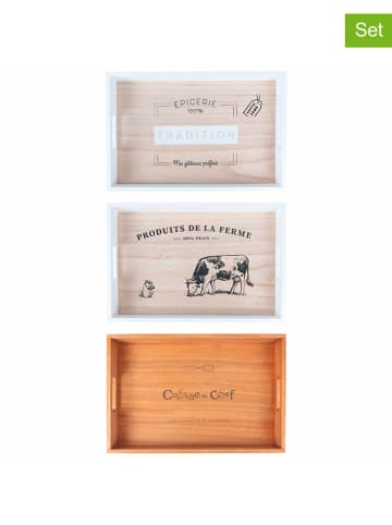 Villa d´Este 3er-Set: Tabletts in Beige/ Hellbraun - (L)45 x (B)30 cm